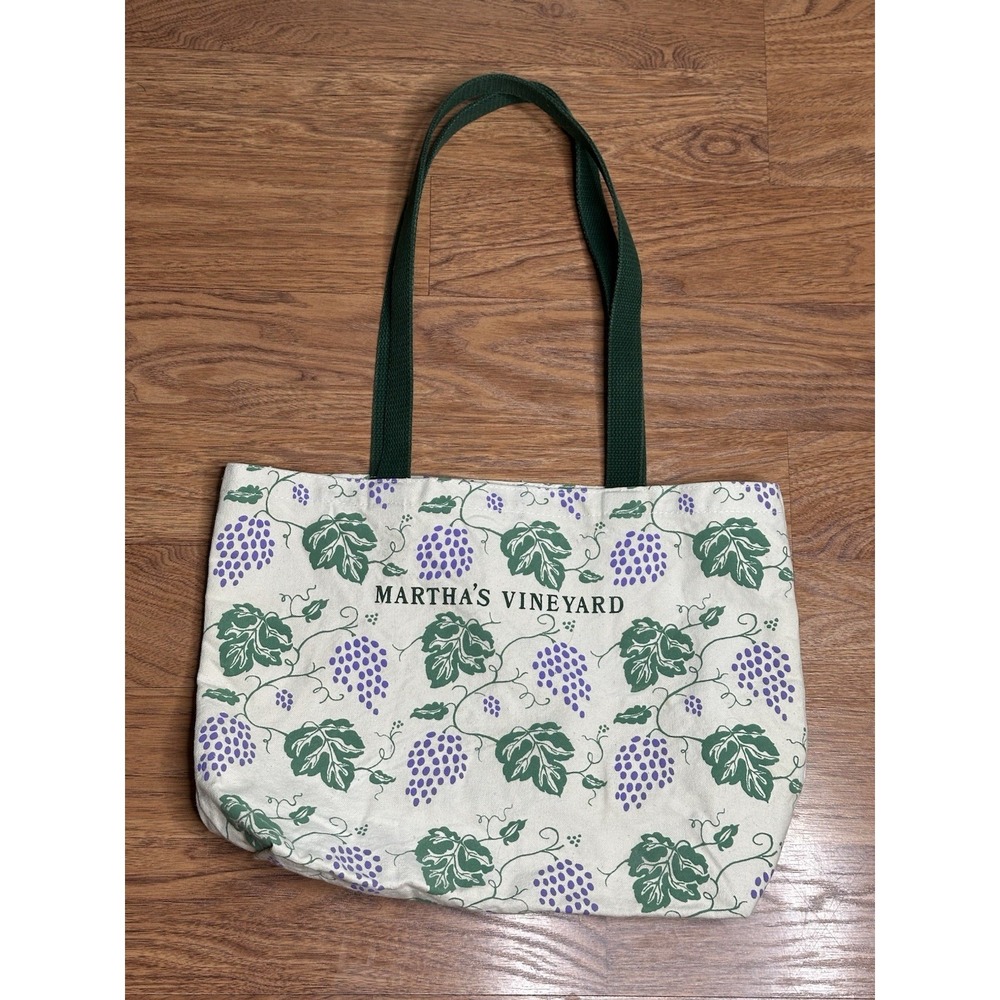 Martha's Vineyard Beach Tote Bag Book Bag Floral Grapes Vines